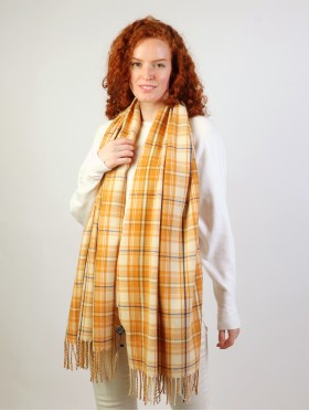 Plaid Patterned Blanket Scarf with Fringe